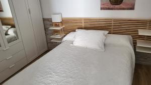 埃斯帕尔蒂纳斯Apartamento EL REAL - Espartinas - SEVILLA的一间卧室配有一张大床和木制床头板