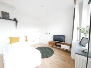 奥斯纳布吕克69 m², zentral, Balkon, stilvoll的一间带床和电视的客厅