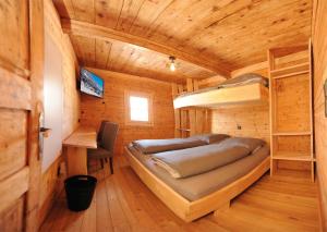 豪斯地区圣雅各布Ferienhof Holzmeister的小木屋内一间卧室配有一张双层床