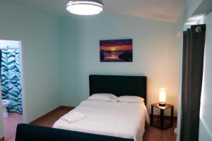 卡沃罗霍MAVS COMBATE BEACH CLUB的卧室配有白色的床和灯