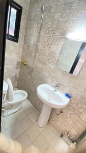 杜阿拉RAMS ENG ROME appartement meublé的一间带水槽和卫生间的浴室