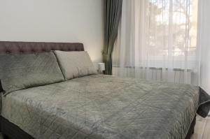 索非亚COOP Apartments, Sofia的一间卧室设有一张大床和窗户