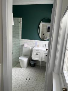 莫斯谷道儿米房屋酒店的一间带卫生间和绿色墙壁的浴室