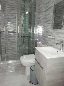 阿达玛斯里奥格玛酒店的浴室配有卫生间、盥洗盆和淋浴。