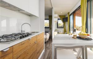 曼德雷Stunning Home In Mandre With Kitchen的客房内设有带水槽和炉灶的厨房