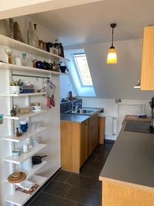 诺尔多夫Nolte Faarderhuuch 7的厨房配有水槽和带架子的台面