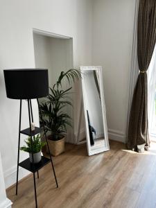 利物浦No.1 Beechcroft的一间设有镜子、植物和灯的房间