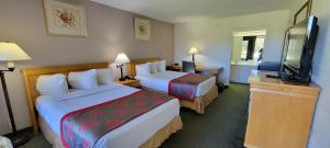 华纳罗宾斯华美达套房酒店 - 沃纳罗宾斯的酒店客房设有两张床和一台平面电视。