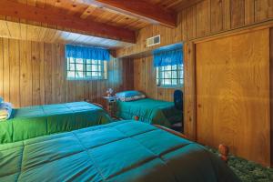 Twain HarteCalifornia Retreat Near Yosemite National Park!的木墙客房的两张床