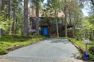 Twain HarteCalifornia Retreat Near Yosemite National Park!的通往带蓝色门的房子的车道