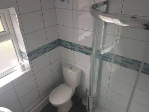 CanleyTwo bedroom maisonette close toWarwick Uni的白色的浴室设有卫生间和水槽。