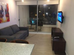 科金博Apartamento en Club Oceano的带沙发和平面电视的客厅