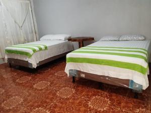 圣胡安拉拉古纳Casa Elenita的两张睡床彼此相邻,位于一个房间里