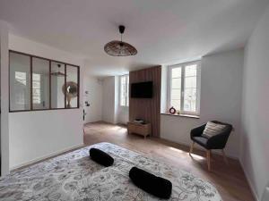 瓦朗斯Appartement au cœur de Valence的客厅配有床和椅子