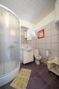 格基卡琳Studio Apartman Ema的浴室配有卫生间、盥洗盆和淋浴。