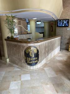 瓜亚基尔里佐酒店的大堂,酒吧内有狮子画