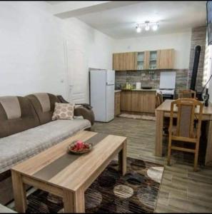 巴伊纳巴什塔Apartman NIKOLIJA 1的带沙发和桌子的客厅以及厨房。
