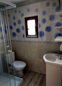 罗威u Kapitana的一间带卫生间、水槽和窗户的浴室