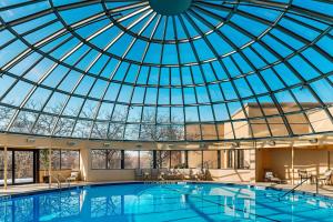 多伦多多伦多机场喜来登会议中心酒店的一座带玻璃圆顶的圆顶游泳池