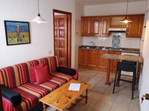 圣克鲁斯-德拉帕尔马喷泉公寓的带沙发的客厅和厨房
