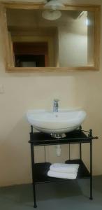 瓦尔迪耶里La Casaregina的浴室内的盥洗盆,配有镜子和毛巾
