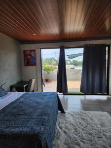 康塞普西翁德阿塔科罗斯波尔图尼斯蒂阿塔克宾馆的一间卧室设有一张床和一个大窗户