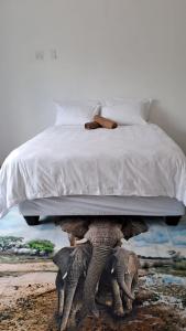 玛洛斯帕克Nanisto Bush Lodge的一间卧室配有一张大象床