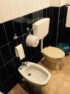 波尔图吉拉索尔酒店的一间带卫生间和卫生纸分配器的浴室