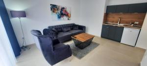奥赫里德Apartments Mite的客厅配有沙发和桌子