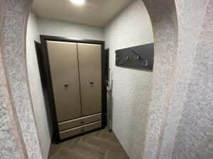 文尼察Studio apartment on Vatutina的走廊上设有一扇带镜子的大门