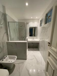 蒂格雷Casa Villa Julia的白色的浴室设有水槽和镜子