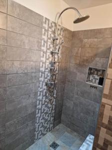 珀蒂蒂勒LA CAZAKANEL的浴室内配有淋浴和头顶淋浴