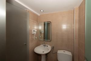 蒂锡利维罗勒别墅酒店的一间带水槽、卫生间和镜子的浴室