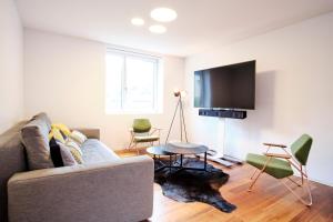 马蒂尼威尔Les Cubes的带沙发和平面电视的客厅
