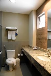 隆德里纳Golden Blue Hotel的一间带卫生间和水槽的浴室