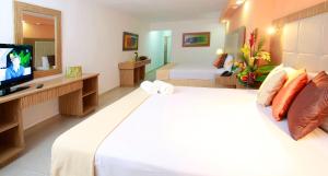 PampatarHippocampus Vacation Club的酒店客房设有一张大床和一台电视。