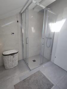 锡尼Apartment Loft的浴室里设有玻璃门淋浴