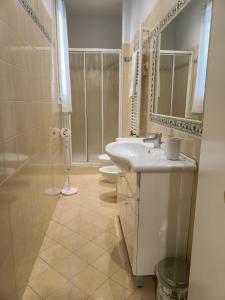 博洛尼亚Masc 26的浴室设有2个卫生间、水槽和淋浴。