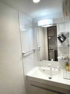 名户Ao Hotel的一间带水槽和镜子的浴室