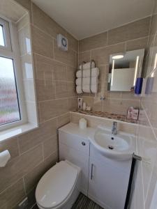 布莱克浦Corona Blackpool的一间带卫生间和水槽的浴室