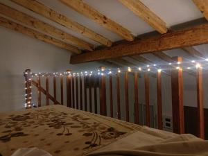 大加那利岛拉斯帕尔马斯La Cabañita的一间卧室配有一张灯光床