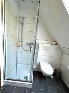 宁多夫Appartementhaus Müller的带淋浴和卫生间的浴室