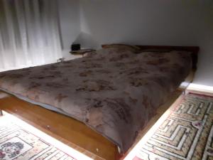 PožegaPantića avlija - Ethno household的卧室里的一张床铺,床上有毯子
