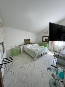 阿梅利亚IL CASALE DEL MAGRA的一间卧室配有两张床和一台平面电视