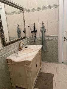 StenstrupDobbeltværelse i smuk palævilla的一间带水槽和镜子的浴室