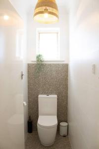 塔南达The Beech House-Hill views, peaceful location, 2BR的一间带白色卫生间的浴室和窗户。