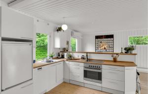 霍恩拜克2 Bedroom Pet Friendly Home In Hornbk的白色的厨房配有白色橱柜和水槽