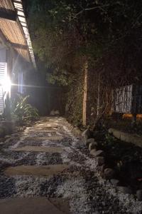 萨尔塔imanalla的夜间花园中的石头走道