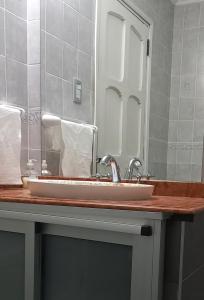 萨尔塔imanalla的浴室的柜台设有水槽和镜子