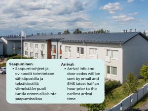 坦佩雷Hiisi Homes Tampere Muotiala的建筑物描述房屋的图象